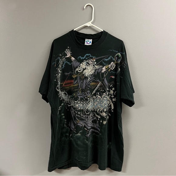 Vintage Liquid Blue Wizard AOP Graphic Tee Rare 1994 - Picture 6 of 7